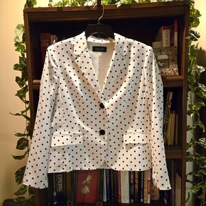 Evan Picone Black Label Black & White Polka Dot Blazer, Size 18, NWOTs